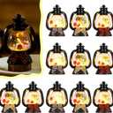 ROCEEI 12 Pcs Mini Christmas Lantern with Pine Cones, Berries, Pine Branches Flickering LED Candles Vintage Christmas Lantern with Bow Tie Ornament Hanging Candle Lantern Table Centerpiece for Xmas