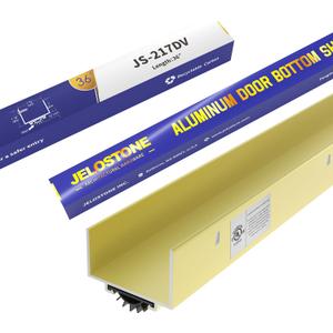 U-Shaped Aluminum Door Bottom Shoes(Gold) - Fire Rated - 1-3/4"W x 1-1/8"H x 36" L Weather Stripping Seal for Exterior Doors, Vinyl Insert, JS-217DV