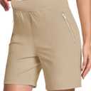 MAGCOMSEN Women's High Waisted Hiking Golf Shorts with 4 Pockets 7" Lightweight Stretchy Athletic Running Summer Shorts (M)