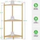 Wisuce Corner Shelf Stand - 3 Tier Bamboo Small Corner Bookshelf for Office Kitchen Bedroom Plant Stand Living Room Decor Small Space (Nature)