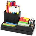 xiepipipaper Desk Organizer,Office Desk Accessories,Paperboard Desktop Organizer with Pen Pencil Holder and Sticky Note Tray,Paperclip Storage, Black