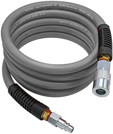 YOTOO Hybrid Lead-in Air Hose 1/2-Inch by 10-Feet 300 PSI Heavy Duty, Lightweight, Kink Resistant, All-Weather Flexibility with 3/8" Industrial Quick Coupler and Plug, Gray