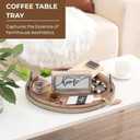 16 Inch Round Coffee Table Tray for Living Room, Beaded Circle Wooden Decorative Tray with Handles, Farmhouse Trays for Kitchen Island Decor, Rustic Coffee Table Centerpiece Decor