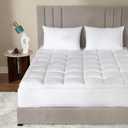 CirclesHome Hotel Collection Full XL Size Hybrid Mattress Protector & Pad - Extra Padded, Thick, Plush, & Fitted Mattress Topper for Bed - Comfortable Pillow Top Mattress Cover (White)