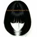 Black Bob Wig With Bangs 12 Inch Short Straight Black Wigs With Bangs Glueless Synthetic Hair Wigs for White Women Neck Length Natural Looking