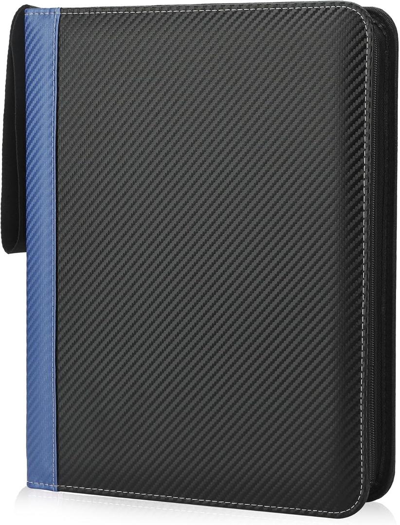 9 Pockets Trading Card Binder with Sleeves Card Organizer, 900 Double Sided Pocket PU Card Collection Binder, Baseball Binder,for Sports Card, MTG, TCG Yugioh Card (Blue)