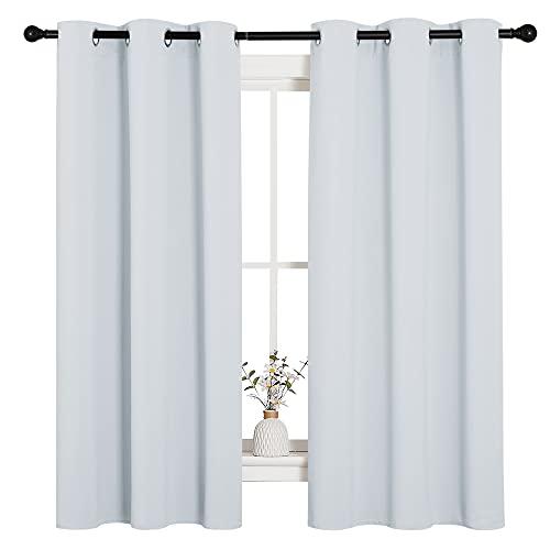 NICETOWN Window Treatment Thermal Insulated Grommet Room Darkening Curtains Drapes for Bedroom(2 Panels,42 by 63,Platinum-Greyish White) 1 Pack
