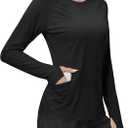 TACVASEN Sun Shirt Women Long Sleeve Athletic Yoga UPF 50+ Tops with Thumb Holes Quick Dry UV Protection Running Shirts (Black, M)