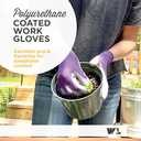 Wells Lamont 3 Pair Pack Womens Gardening Gloves | PU Coated Grip Work Gloves| Each Pack Includes Pink, Green, Purple | Medium (413MF)
