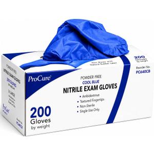 ProCure [200 Count] Disposable Nitrile Gloves - Latex Free, Powder Free Medical Exam Gloves, M