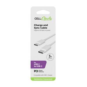 CellCandy USB C TO C CABLE WHITE, 3ft