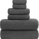 YTYC 29x59 Inch Extra Large Bath Towels Set of 6 Quick Dry Super Soft Microfiber Towels for Bathroom 80% Polyester (Charcoal Grey, 6 Piece)