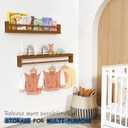 Harwaya Dark Wood Wall Bookshelf for Kids Bedroom, 36 Inch Floating Nursery Bookshelf for Baby Girl Boy Room, Wooden Hanging Toddler Book Shelves for Wall (36 inch, Walnut Brown, 3-Pack)