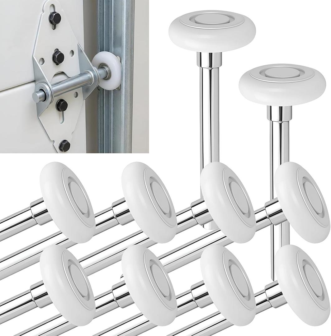 10 Pack 9" Stem 2" White Nylon Garage Door Rollers with Protective Dustproof Cap, Ultra Quiet Replacement Wheels with 6200ZZ Double Sealed Bearings, Heavy Duty Commercial High Load Capacity