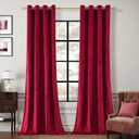Guibaf Christmas Red Velvet Curtains 80 inches Long Grommet Blackout Curtains for Bedroom Light Blocking Thermal Insulation Drapes Set of 2 Panels 52x 80