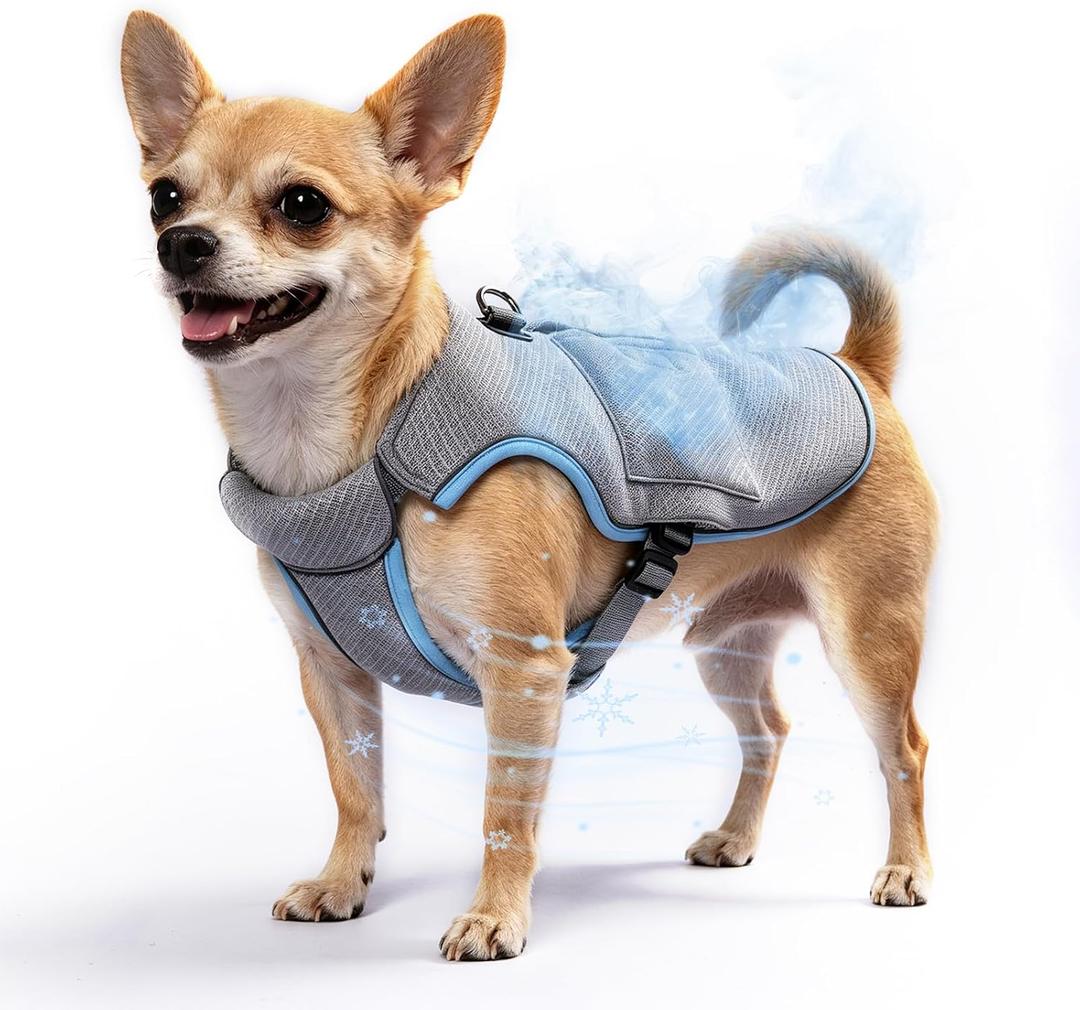 Mora Pets Cooling Vest for Dogs with Ice Pack Evaporation Cooling Fully Adjustable Dog Harness Fit Small Medium Large Dogs Light Blue S