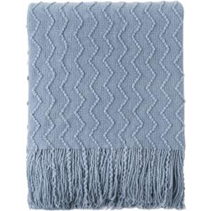 BATTILO HOME Throw Blanket for Couch, Textured Knit Throw, Bluish Grey Throws for Home Decor, Soft Blanket Throw for Bedroom Decor Housewarming Gifts, 50"x60"