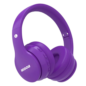 MIDOLA Kids Headphones Bluetooth 5.3 Wireless 60H Play Time Volume Limit 85/110dB Over Ear Foldable Protection Headset/Wired AUX Cord Mic for Child Boy Girl Travel School Phone Pad Tablet Purple