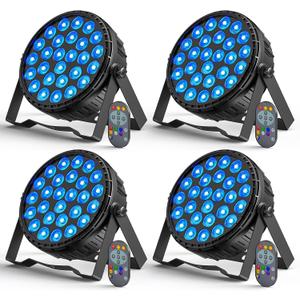 LED Par Light RGBW 4in1 160W 27Leds Stage Lights Remote & DMX Controlled Sound Activated Auto Play 8/4 Channel Uplights for Events Wedding Halloween Birthday Party Dance Stage Lighting (4 Packs)