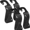 Sparkling Car Seat Hooks, 4 Pack, Black Purse Holder for Car Headrest, Chic Automotive Accessories for Women Essentials Handbag Clothes Coats Grocery Bags (Shadow Gem)