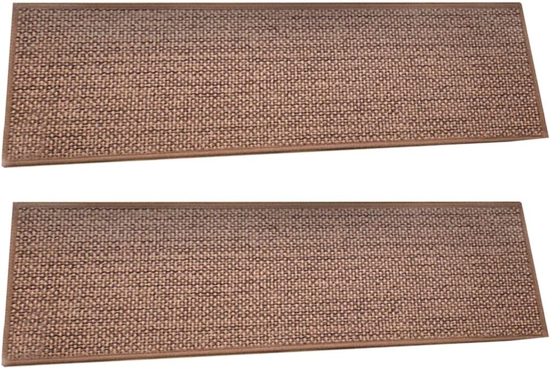 2 Pieces Stair Treads for Wood Stairs Protection Cover 21.65x7.87inch Reusable Runners Non Skid for Kids Dogs Children Elders, brown