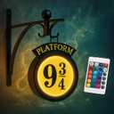 9 Platform Hanging Night Light  Platform 9 3/4 Light LED Wall Mount Lamp with Remote Magic Wall Decor for Bedroom Living Room or Patio Decorative Lighted Wall Sign for Fantasy-Themed Room or Gift