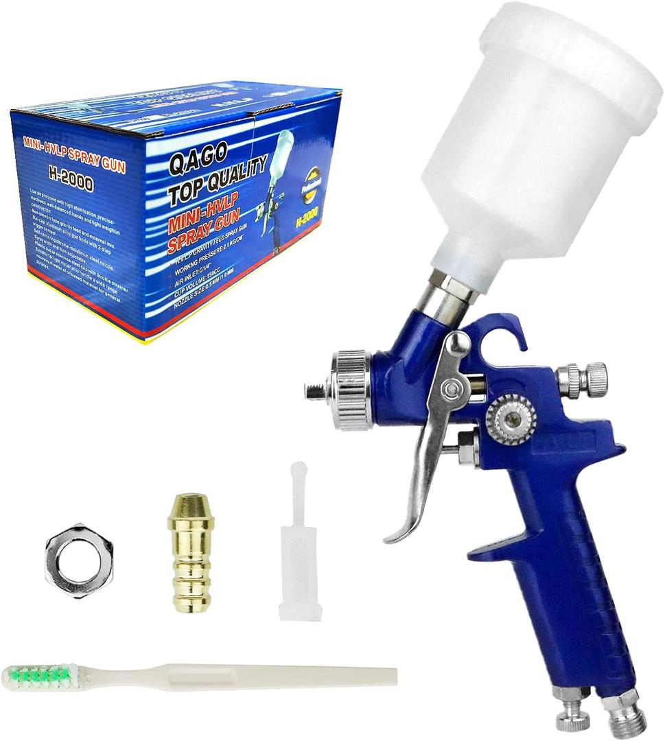Tosucs HVLP Spray Gun with 1.0mm Tip Air Spray Gun for Car Spraying Gravity Feed Paint Gun for Car Prime,Furniture Surface Spraying,Wall Painting Include 125ml Capacity Cup
