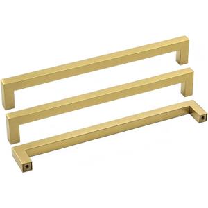Goldenwarm Brass Cabinet Pulls Brushed Gold Cabinet Hardware - LSJ12GD204 Kitchen Drawer Pulls Handles for Dresser Drawers Desk Furniture Hardware 8in(204mm) Hole Centers, 10 Pack