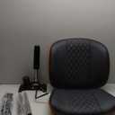 Home Office Chair No Arms with Wheels, Adjustable Height Small Desk Chair, PU Leather Mid Back 360 Swivel Computer Chair, Armless Modern Walnut Chair for Office, Reading Meeting Room(Black) (MCM Style)