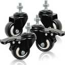 POWERTEC 2 Inch Caster Wheels Set of 4, 3/8"-16 x 1 Stem Casters - 2 Casters W/Dual Locking Break - Heavy Duty 350 lbs, 360 Swivel, PU Castor Wheels for Furniture, Carts, Trolleys, Toolboxes (17220)