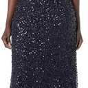 Adrianna Papell Women's Short-Sleeve All Over Sequin Gown (14, Navy)