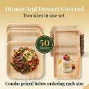 Palm Leaf Plates 50 Pack, 25 Dinner 10 Inch and 25 Dessert 7 Inch, Heavy-Duty Natural Square Plates for Weddings, Parties, BBQs and Catering