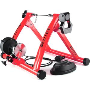 Bike Trainer, Magnetic Bicycle Stationary Stand for Indoor Exercise Riding, 26-29" & 700C Wheels, Quick Release Skewer & Front Wheel Riser Block Included