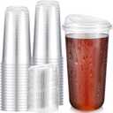 Ziliny 50 Sets Clear Plastic Coffee Cups with Sip Lids, Disposable Plastic PET Crystal Cups for Iced Coffee, Smoothie, Cold Beverage, Drink Shops and Party Catering (Clear, 20 Oz)