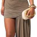 Kwunbwa Women's Sleeveless Ruched Maxi Dress Sexy Irregular Bodycon Casual Elegant Club Party Cocktail Long Dresses Large
