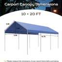 Aoodor 10 x 20 FT Carport Replacement Canopy Cover with Extra-Long Ball Bungees, Garage Top Tent Shelter Tarp for All Weather, Only Cover, Blue