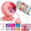 Electric Bead Spinner for Jewelry Making, Automatic Clay Beads for Cool Necklaces and Bracelets Maker, Beginner Bracelet Making Kit, DIY Arts and Crafts Birthday Gifts(Pink)