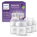 Philips Avent Natural Baby Bottles with Natural Response Nipples (Slow Flow, Flow 2), 4oz, 4-Pack, SCY900/04 (Clear)