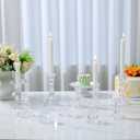 Mumufy 40 Pcs Glass Crystal Taper Candle Holders Clear Glass Candlestick Holder Fit 0.8 Inch Candles Crystal Decorative Candle Stand Centerpiece Table Wedding Dining Party (Classic,Clear)