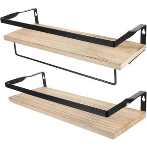 Cabilock Minimalist Floating Shelves 2pcs Wood Wall Shelves Living Room Decor for Bedroom