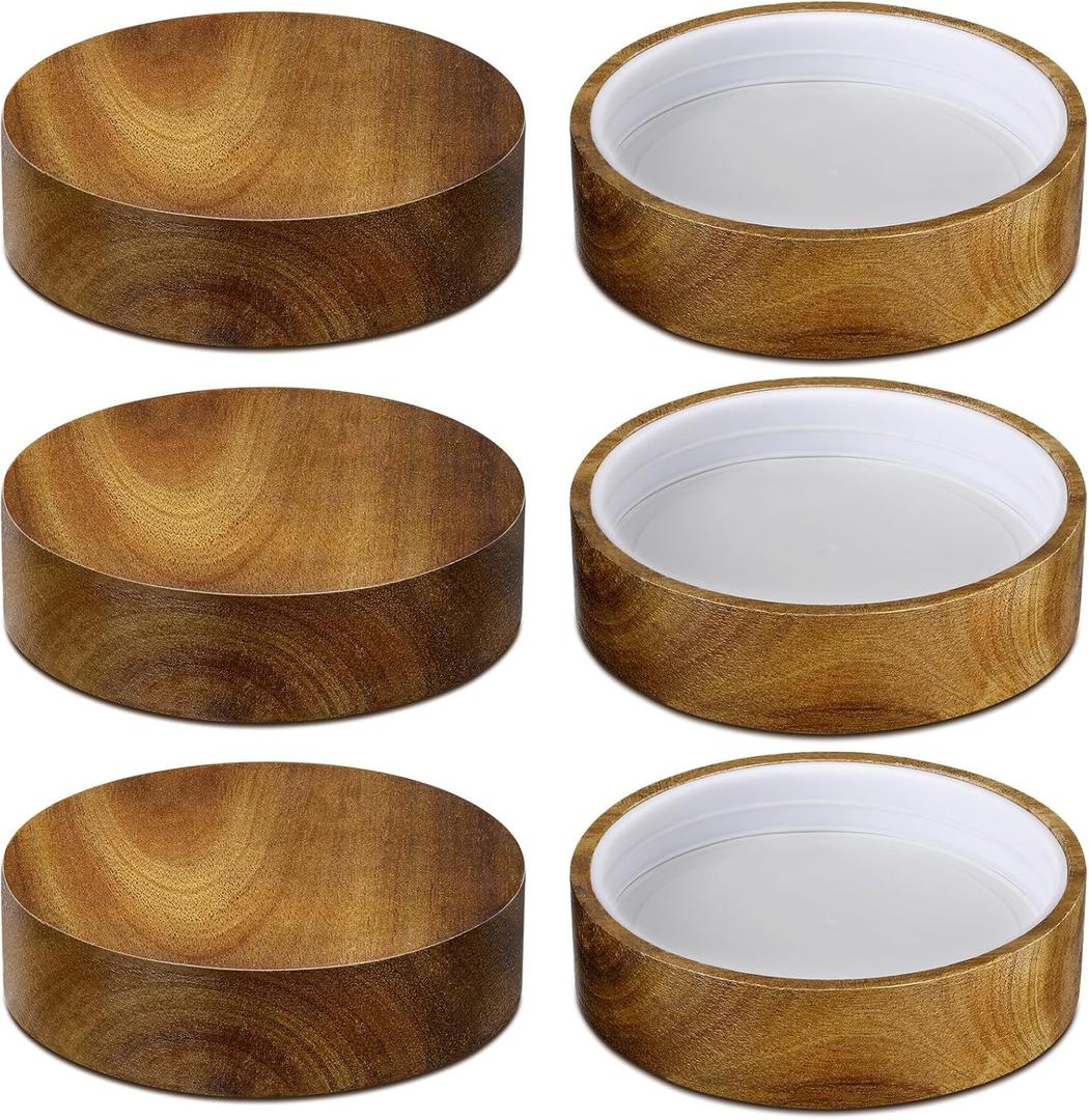 6 Pieces 3.75 Inch Wooden Mason Lid Canning Jar Lid Bottle Molded Screw Replacement Lids Wide Mouth Glass Yogurt Jar Lids for Jar Spice Cap Home Kitchen Practical Sealing Utensil Kit
