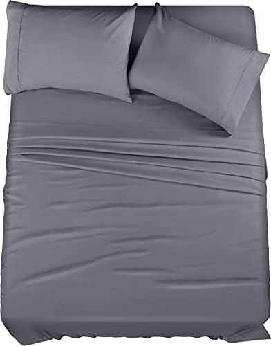 Utopia Bedding Full Sheet Set – 3 Piece Bed Sheets for Full Size Bed, Soft and Breathable Microfiber, Includes 1 Flat Sheet and 2 Pillowcases (Grey)