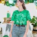 St Patrick's Day Clover T-Shirt Women Blessed Lucky Irish Shamrock Green Tshirts Lucky Mama Graphic Tee Tops (L)