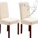Genina Waterproof Chair Covers for Dining Room Set of 2, Stretch Jacquard Dining Chair Slipcovers Removable Washable Chair Protectors Cover for Kitchen, Hotel, Restaurant (Leaves-Beige, 2 PCS)