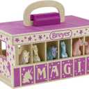Breyer Unicorn Magic Wooden Carry Stable Playset with 6 Unicorns  Unicorn Gifts for Girls | Toys for Kids Ages 48 | Hand-Painted Horses in Carrying Case | Imaginative Play Set