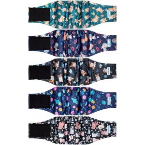 Paw Legend Washable Dogs Diapers Male Dog Belly Bands for Male Dogs Diapers Reusable Puppy & Doggie Diapers Male (5 Pack, Large)