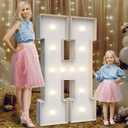 4FT Marquee Light Up Letters H, Party Decoration Large Marquee Light Up Letters with Weighted Water Bag, Pre-cut Foam Board Set Can Be Used for Birthdays, Weddings, Baby Anniversaries