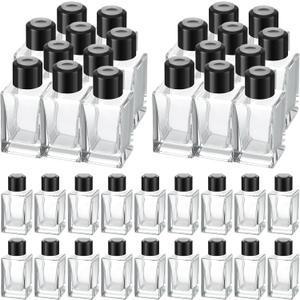 Umigy 50 Set Glass Diffuser Bottles Reed Diffuser Empty Jars Clear Fragrance Bottle with Black Caps 50ml 1.7 oz Essential Oil Jars for DIY Fragrance