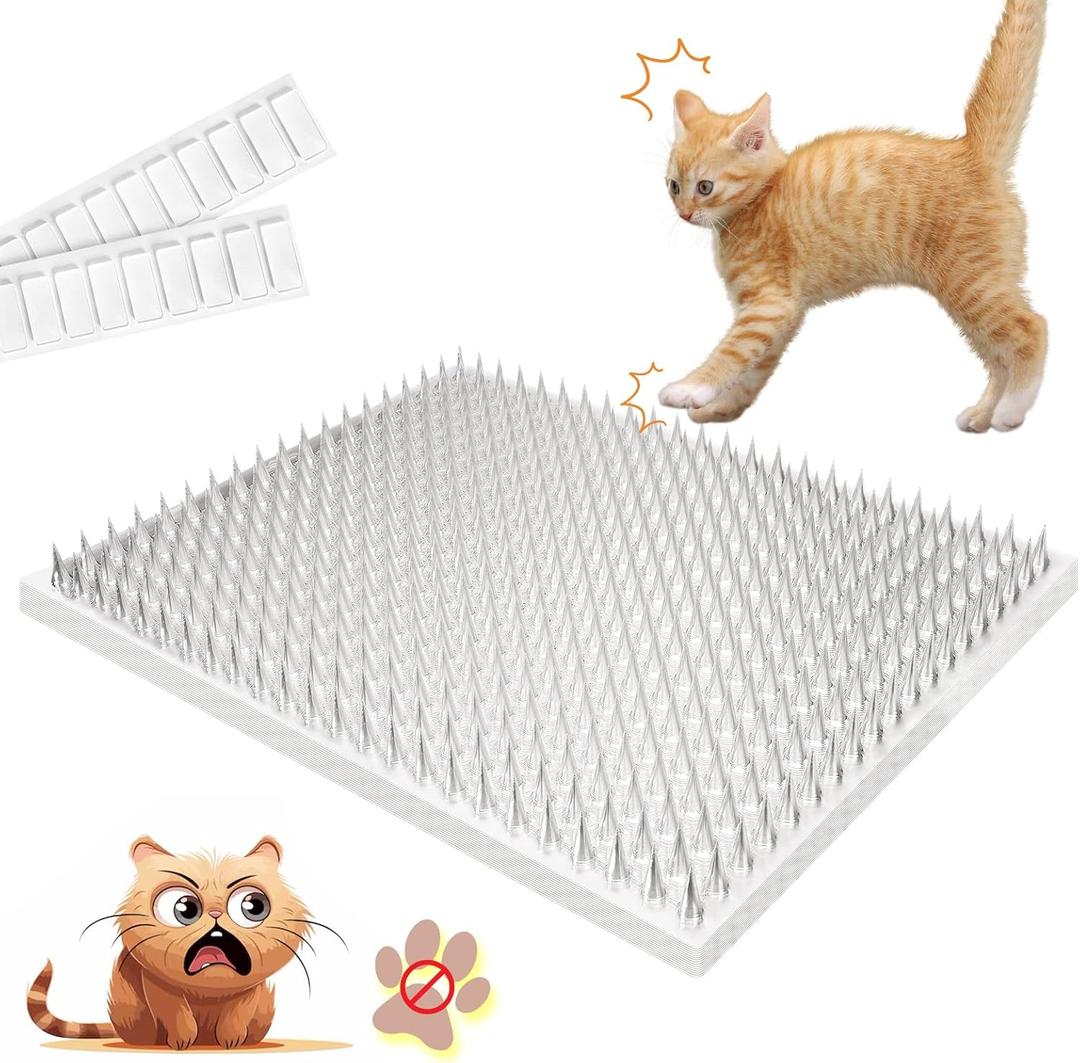 Touri 16 Pack 13x16 Inch Upgraded Cat Repellent Mat with Spikes, Deterrent Scat Mat, Indoor and Outdoor Solution to Keep Cats and Animals Away Furniture Counters and Yards