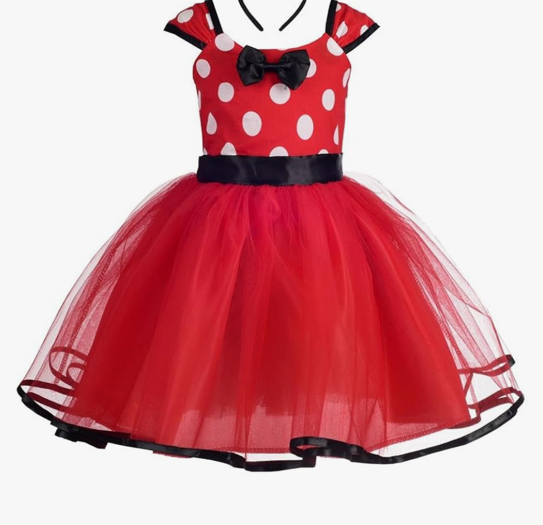 Dressy Daisy Baby Girl Polka Dots Fancy Dress Up Costume Birthday Party Tulle Dresses with Headband Pink/Red/Purple/Hot Pink 80